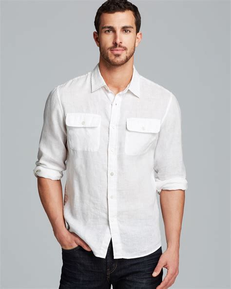 michael kors white linen shirt with black embroidery|linen shirt Michael Kors.